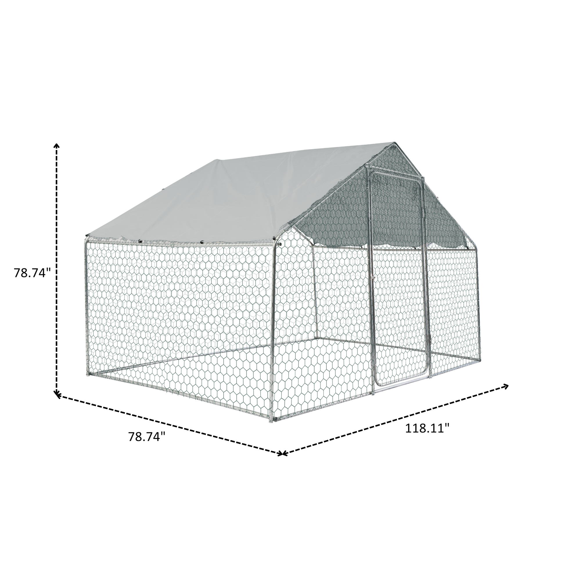 Xpt033 Outdoor Chicken Coop Metal Big Space 10*6*6Ft Silver Grey Metal