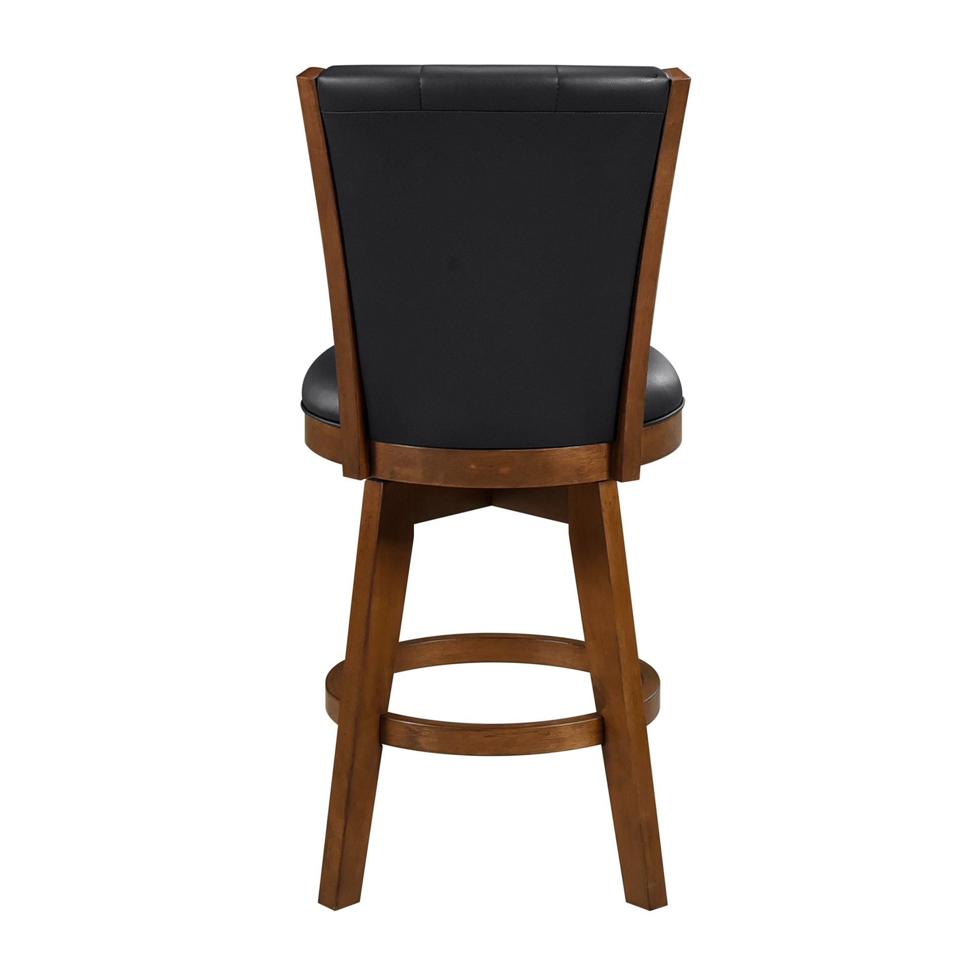 Swivel Counter Height Chairs Set Of 2, Button Tufted Upholstered Seat And Back Chestnut Finish Solid Wood Dining Furniture Chestnut Dining Room Solid Wood