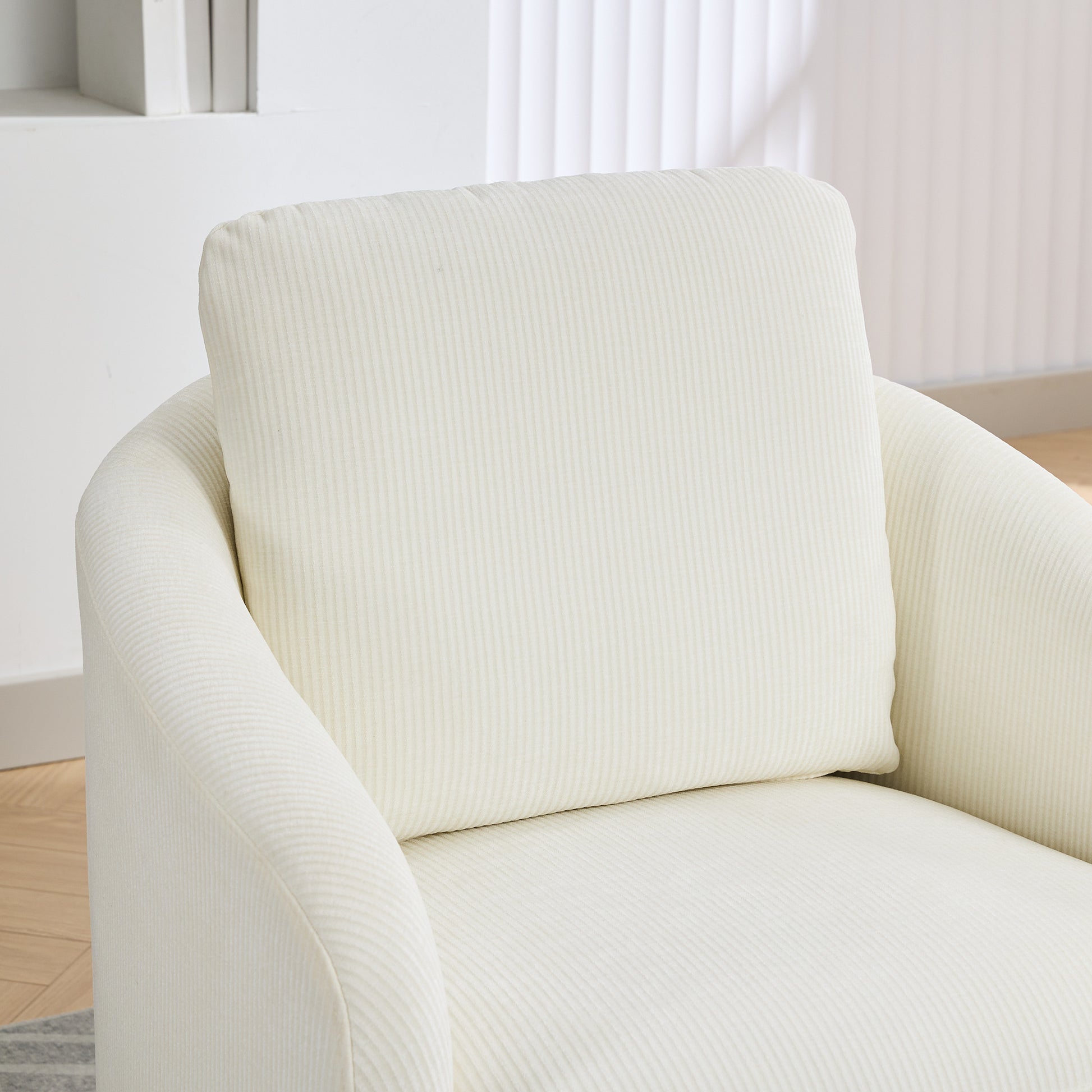 30.3"W Swivel Accent Barrel Chair And Comfy Round Accent Single Sofa Chair, 360 Degree Club Chair, Lounge Armchair For Living Room Bedroom Nursery.Ivory Ivory Chenille