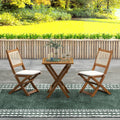 Outsunny 3 Pieces Patio Bistro Set Foldable Wooden Pe Rattan Conversation Furniture Outdoor With Cushions, For Porch, Backyard, Garden, Light Teak Teak Rattan Metal