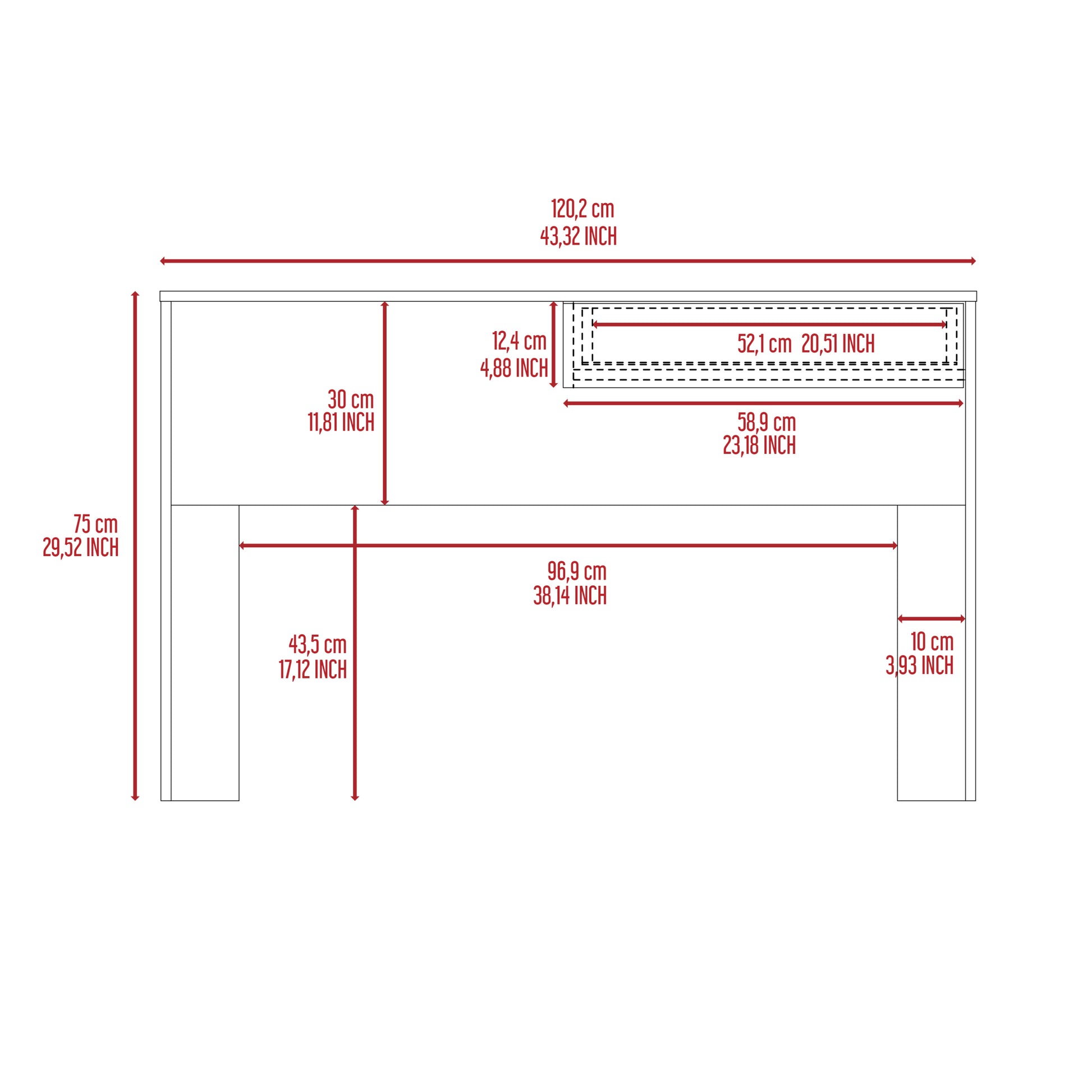 Acre Writing Computer Desk, One Drawer Black Black Computer Desk Office Modern Freestanding Rectangular Drawers Desk Rectangular Particle Board Particle Board