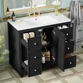 Contemporary Black Bathroom Vanity Cabinet 36X18X34 Inches, 4 Drawers & 1 Cabinet Door, Multipurpose Storage, Resin Integrated Sink, Adjustable Shelves, Solid Wood Frame With Mdf Black Bathroom