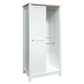 Bedroom Storage Wardrobe With Hanging Rods And 2 Drawers And Open Shelves,Sliding Door,White White Mdf