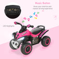 Aosom No Power Kids Ride On Push Car, Ride Racer, Foot To Floor Sliding Car, Walking Atv Toy With Music, Lights, For 1.5 3 Years Old, Pink Pink Metal