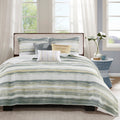 6 Piece Printed Quilt Set With Throw Pillows Yellow King Cal King King Yellow Cotton