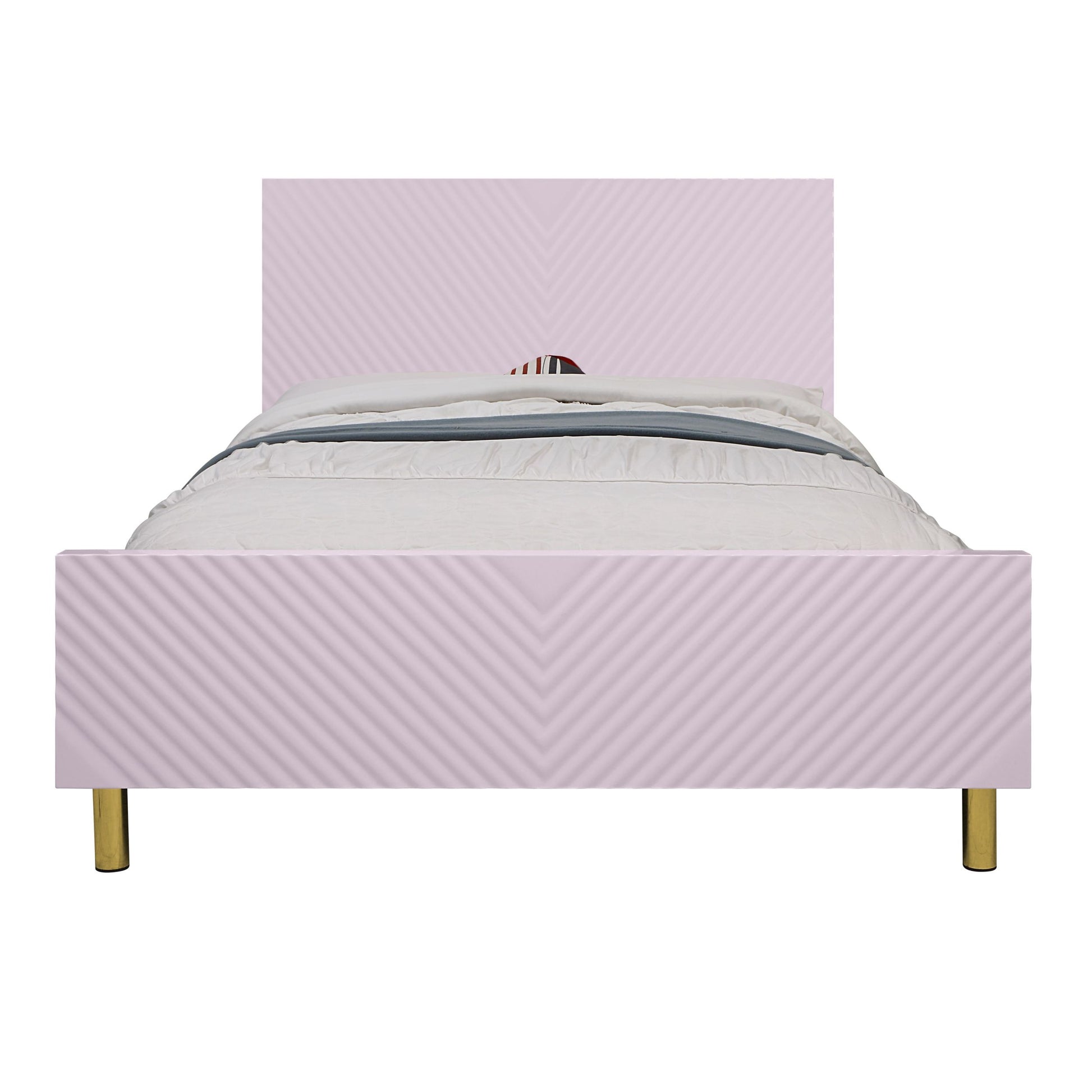 Gaines Full Bed, Pink High Gloss Finish Bd02660F Full Pink Mdf Metal