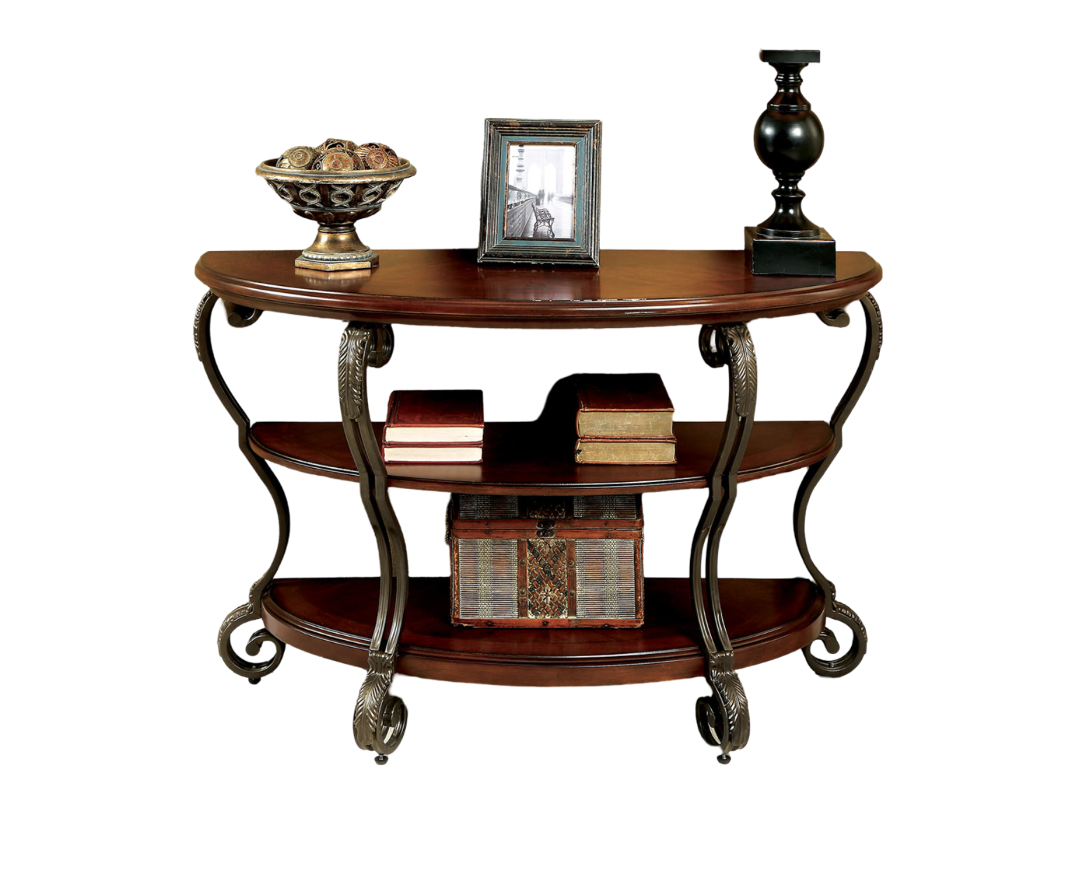 Traditional Style Brown Cherry 1Pc Sofa Table Open Bottom Shelf Ornate Design Living Room Furniture Brown Multi Primary Living Space Classic,Contemporary,Ornate Traditional,Traditional Open Storage Coffee & End Tables Solid Wood