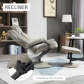 Homcom Swivel Recliner, Manual Pu Leather Armchair With Ottoman Footrest For Living Room, Office, Bedroom, Grey Grey Steel