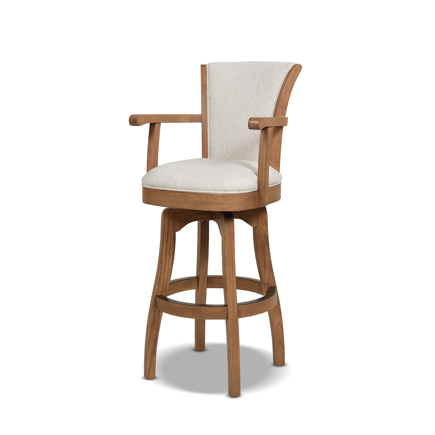 Williams 31In Swivel Bar Stool With Armrests, White Pepper Stain Resistant High Performance Polyester White Foam Polyester