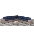 Stylish Rattan Wicker Fully Assembled 6 Person Seating Group With Premium Sunbrella Cushions Perfect For Outdoor Entertaining Dark Gray,Navy Blue Wicker