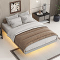 Full Size Floating Bed With Led Lights Underneath,Modern Full Size Low Profile Platform Bed With Led Lights,Grey Full Grey Wood Bedroom American Design Pine Bed Frame Pine