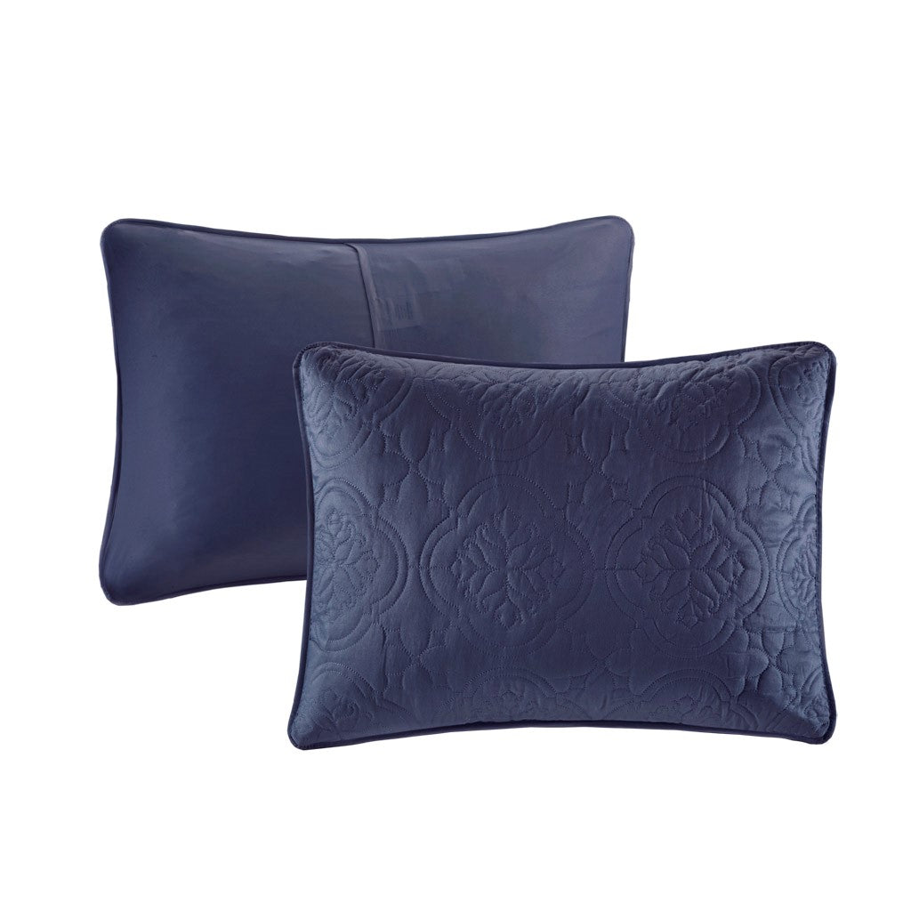 3 Piece Reversible Bedspread Set Navy King Cal King King Navy Polyester