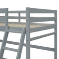 Twin Size High Loft Bed With Inclined Ladder, Guardrails,Grey Twin Grey American Design Pine