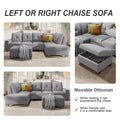 Orisfur. Reversible Sectional Sofa Space Saving With Storage Ottoman Rivet Ornament L Shape Couch For Large Space Dorm Apartment Light Grey Foam Linen 5 Seat