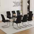 Table And Chair Set.Large Minimalist Rectangular Glass Dining Table For 6 8 With 0.39