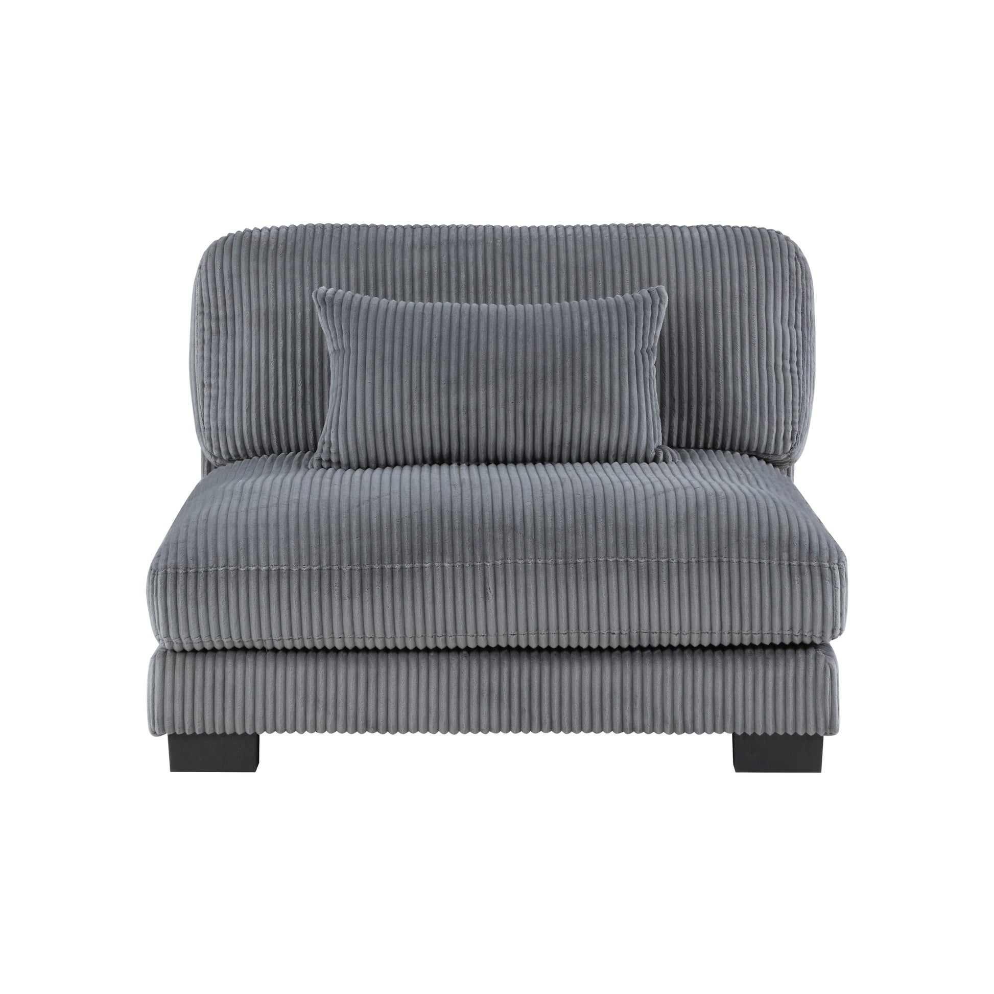 1Pc Modern Living Room Furniture Modular Armless Chair Plush Gray Corduroy Fabric Upholstery Plywood Frame, Matching Pillow Gray Wood Primary Living Space Modern Plywood 1 Seat