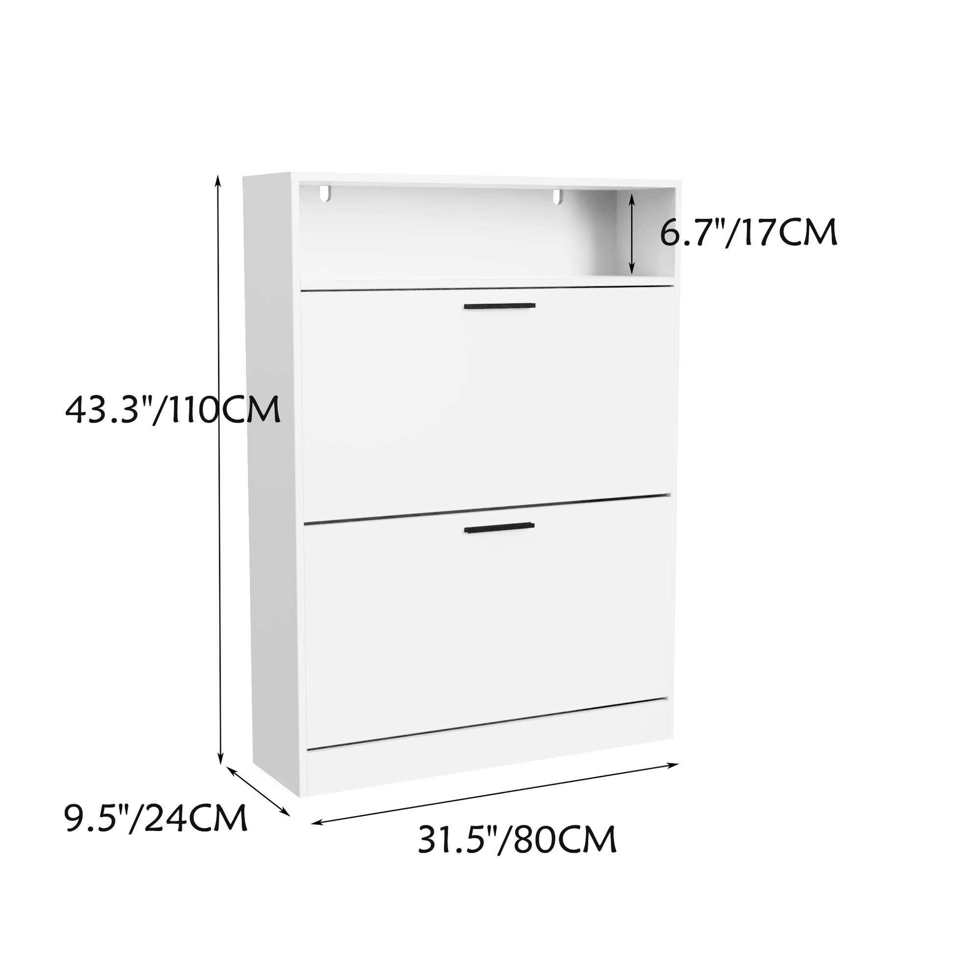 Shoe Storage Cabinet With 2 Flip Drawers, Sturdy Wood Hidden Shoe Storage, Freestanding Narrow Slim Shoe Organizer For Front Door Entrance, Living Room, Hallway, Bedroom White White White Primary Living Space Mdf