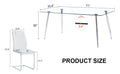 Table And Chair Set.Modern Rectangular Glass Dining Table With A Tempered Glass Tabletop And Silver Metal Legs, Paired With Multiple Chairs Designed With Pu Cushions And Silver Metal Legs. Silver White Seats 6 Tempered Glass