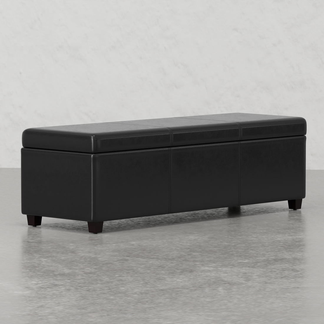 Lincoln Extra Large Storage Ottoman Bench Black Wood Fabric