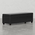 Lincoln Extra Large Storage Ottoman Bench Black Wood Fabric