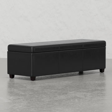 Lincoln Extra Large Storage Ottoman Bench Black Wood Fabric