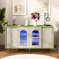 Dresser Drawer Cabinet,Bar Cabinet,Lockers,Sideboard,Buffet Sideboard,Buffet Service Desk,Storagecabinet,Changhong Glass Sliding Door, For Bedroom, Living Room, Kitchen Corridor, Color: Antique Green 5 Or More Spaces Barn Door Green Primary Living Space