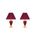 3 Piece Ceramic Lamp Set, Floor And Table Lamps, Burdy Finish Burgundy Ceramic