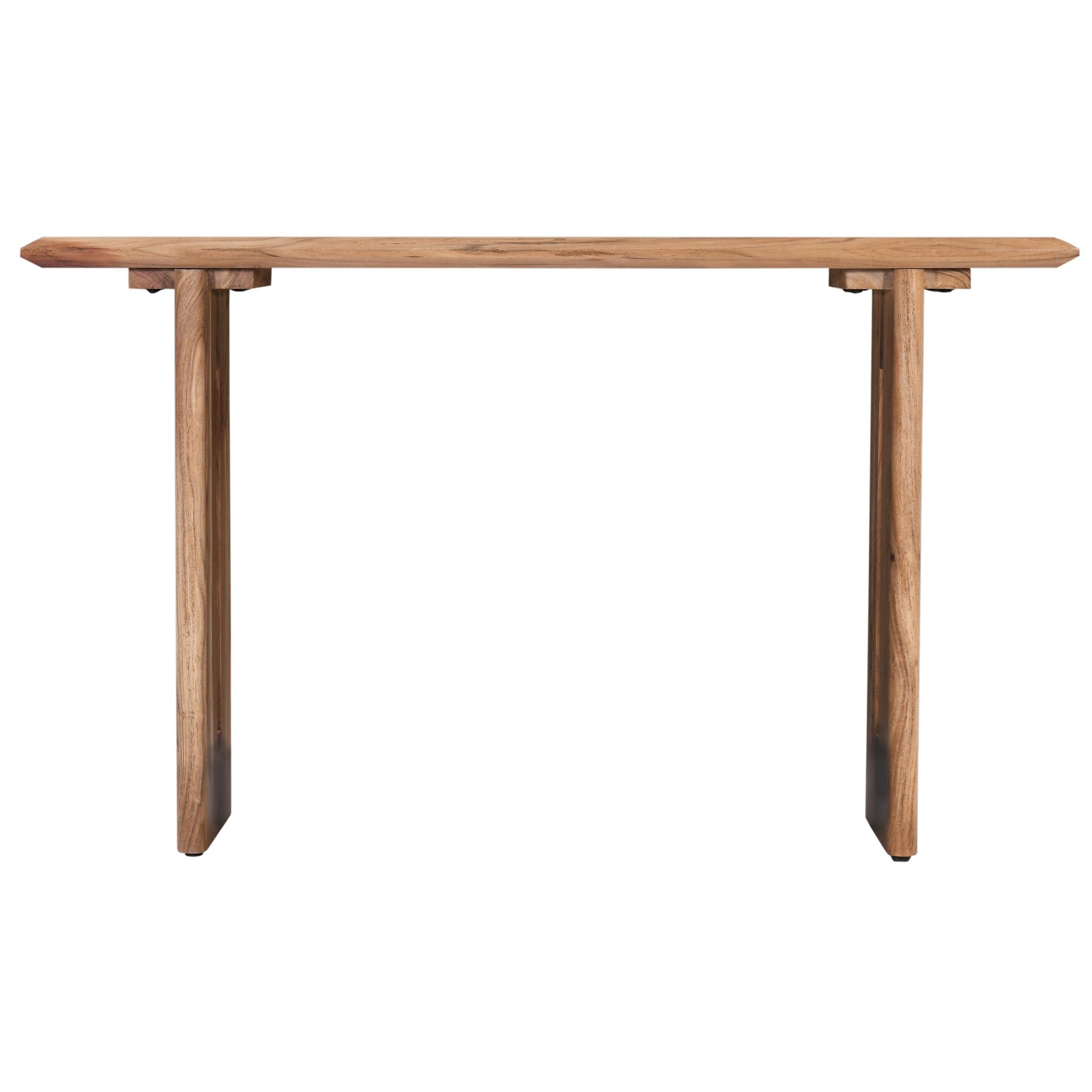 51 In. Solid Acacia Wood Console Table With Curved Edges, Modern Accent Table For Entryway, Bedroom, Livingroom, Brown Walnut Brown Brown Primary Living Space Contemporary Freestanding Acacia Rectangular Coffee & End Tables Rectangular Solid Wood