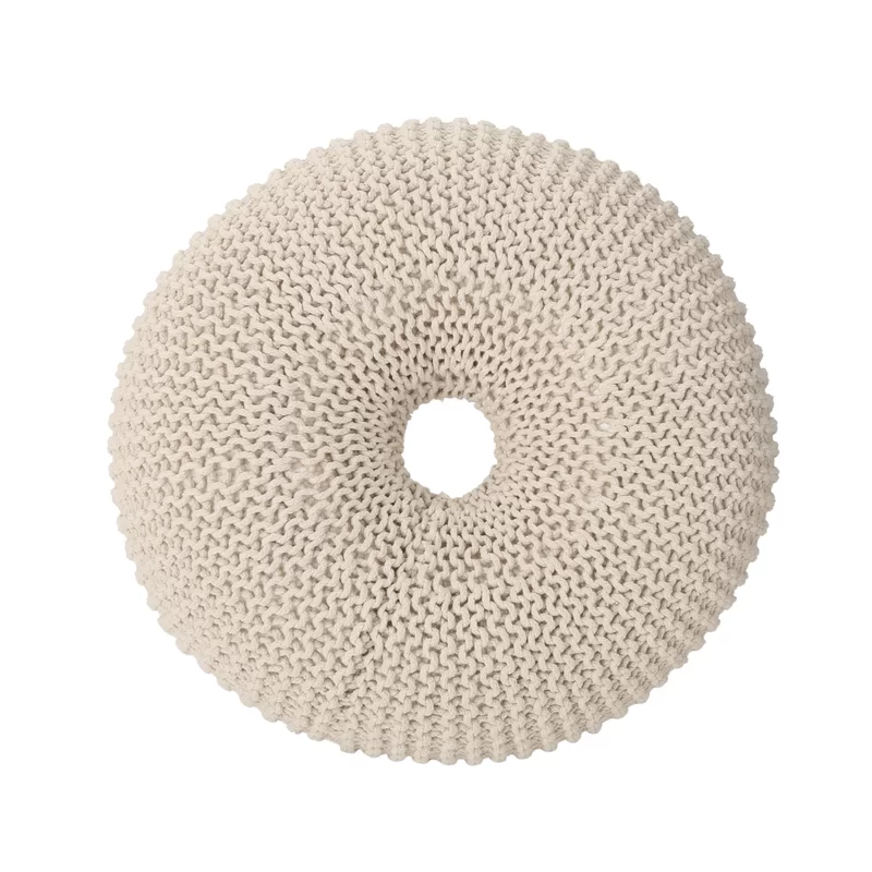 Knited Pouf Beige Cotton