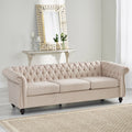 Sofa 3 Seater Beige Fabric