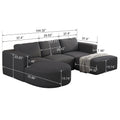 133.84*70.86 Modular Sectional Sofa Sleeper Couch, Sectional Sofa With Chaise And Ottoman, Convertible U Shaped Modular Sofa Set. Compressed Sponge, Dark Grey. Combo 2A B C D Dark Grey Primary Living Space Soft Minimalist,Modern Foam Spring 6 Seat