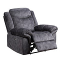 Jimny Domino Granite Power Recliner Gray Fabric