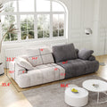 86.6 Large Size Two Seat Sofa,Modern Upholstered,Beige Paired With Grey Suede Fabric Beige Grey Velvet Wood Primary Living Space Soft Modern Eucalyptus Polyurethane Foam Eucalyptus 3 Seat
