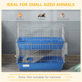 Pawhut 2 Tier Guinea Pig Cage, Ferret Cage, Chinchilla Cage, Small Animal Cage Indoor With Dish And Bottle, 2 Doors, Deep Bottoms, Ramp, 28