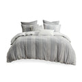 3 Piece Cotton Jacquard Duvet Cover Set Queen Gray Cotton