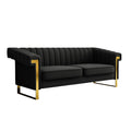 Fx P81Pu Bk Sofa 84.65Inch Fashionable Sofa For Livingroom And Office Room 3S Sofa Temu Suitable Black Pu 2 Seat