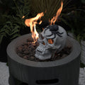 Demon Skull,Suitable For Outdoor Fireplace And Fire Pit, Halloween Decoration Black White American Traditional Magnesium Oxide