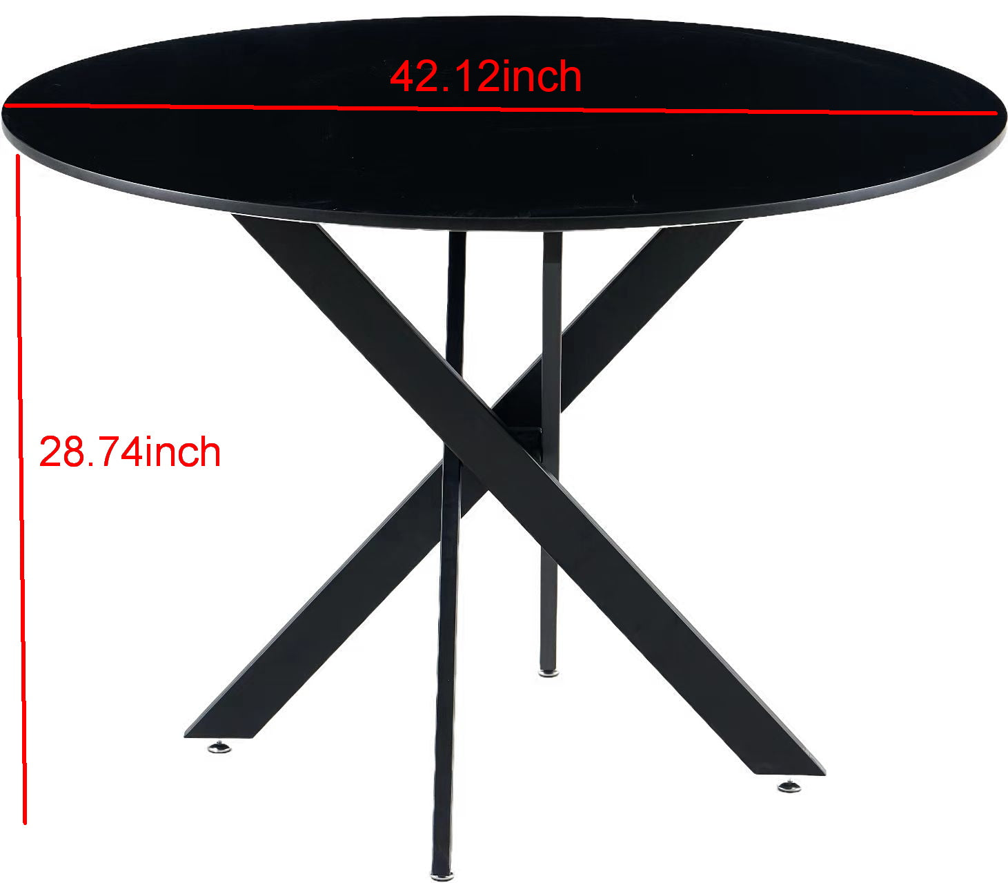 42.1"Black Table Mid Century Dining Table For 4 6 People With Round Mdf Table Top, Pedestal Dining Table, End Table Leisure Coffee Table,Cross Leg Matte Black Kitchen & Dining Tables Mdf