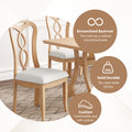 Retro 7 Piece Trestle Dining Table Set With Upholstered Dining Chairs, Smooth Dining Backs For Dining Room, Living Room, Kitchen, Natural Upholstered Chair Wood Natural Beige Seats 6 Wood Dining Room Solid Wood Rubberwood Trestle Rectangular Foam Dining