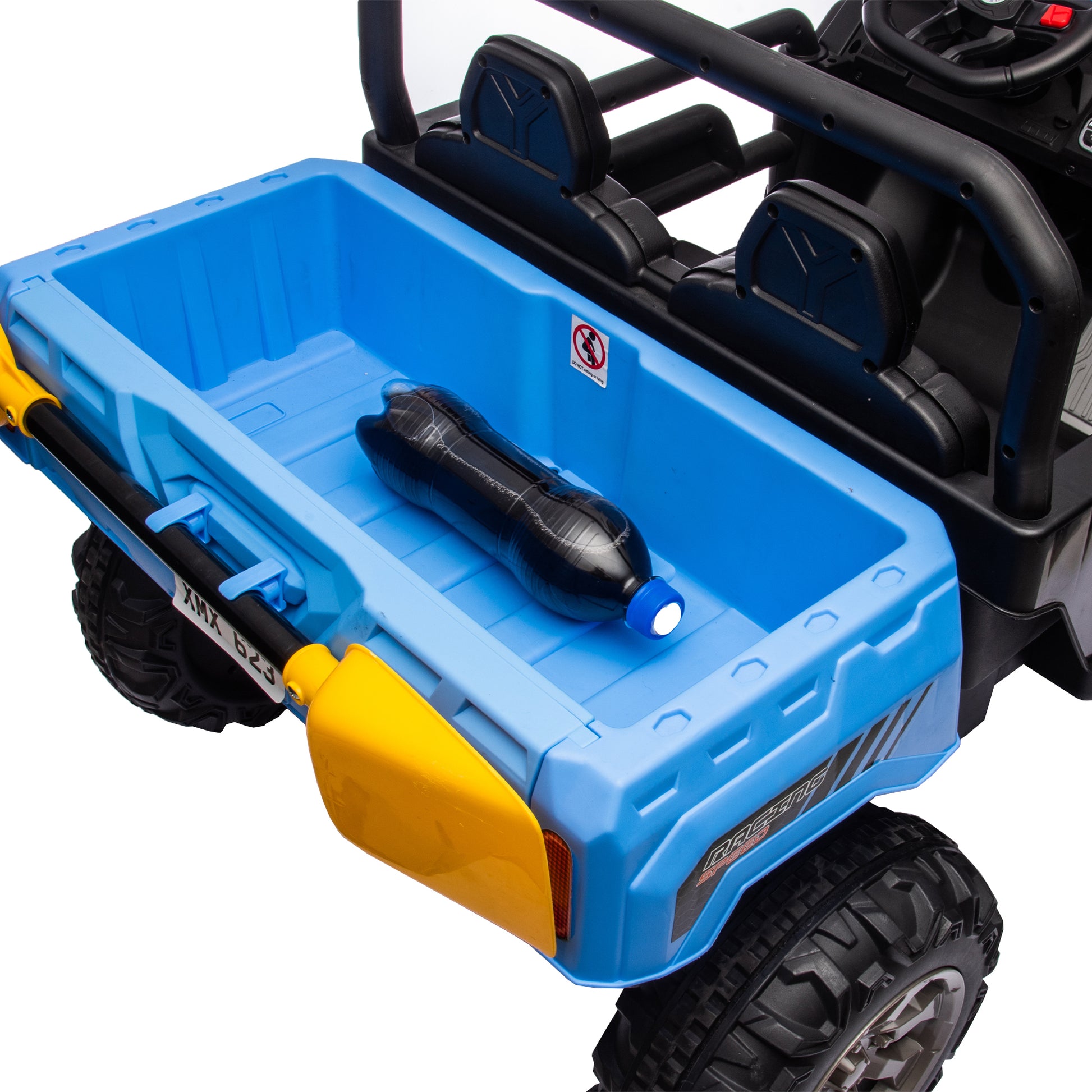 24V Ride On Truck 2 Seater Ride On Utv With 2X200W Motor Ride On Dump Truck With Dump Bed Shovel Ride On Car With Remote Control Electric Vehicle With Non Slip Tyre For Boys Girls Blue Plastic