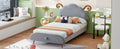 Twin Size Upholstered Platform Bed With Sheep Shaped Headboard, Gray Twin Gray Plywood