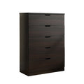 Functional 5 Drawer Chest In Dark Brown Finish Dark Brown Mdf