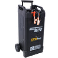 12V & 24V Wheeled Battery Charger Fully Automotive Battery Maintainer Jump Starter Dial Display Telescopic Handle Black Abs