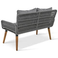 K&K 6 Piece Rope Patio Furniture Set, Outdoor Furniture With Acacia Wood Cool Bar Table With Ice Bucketdeep Seat Patio Conversation Set With Two Stools For Backyard Porch Balcony Grey Yes Complete Patio Set Grey Weather Resistant Frame Fade Resistant
