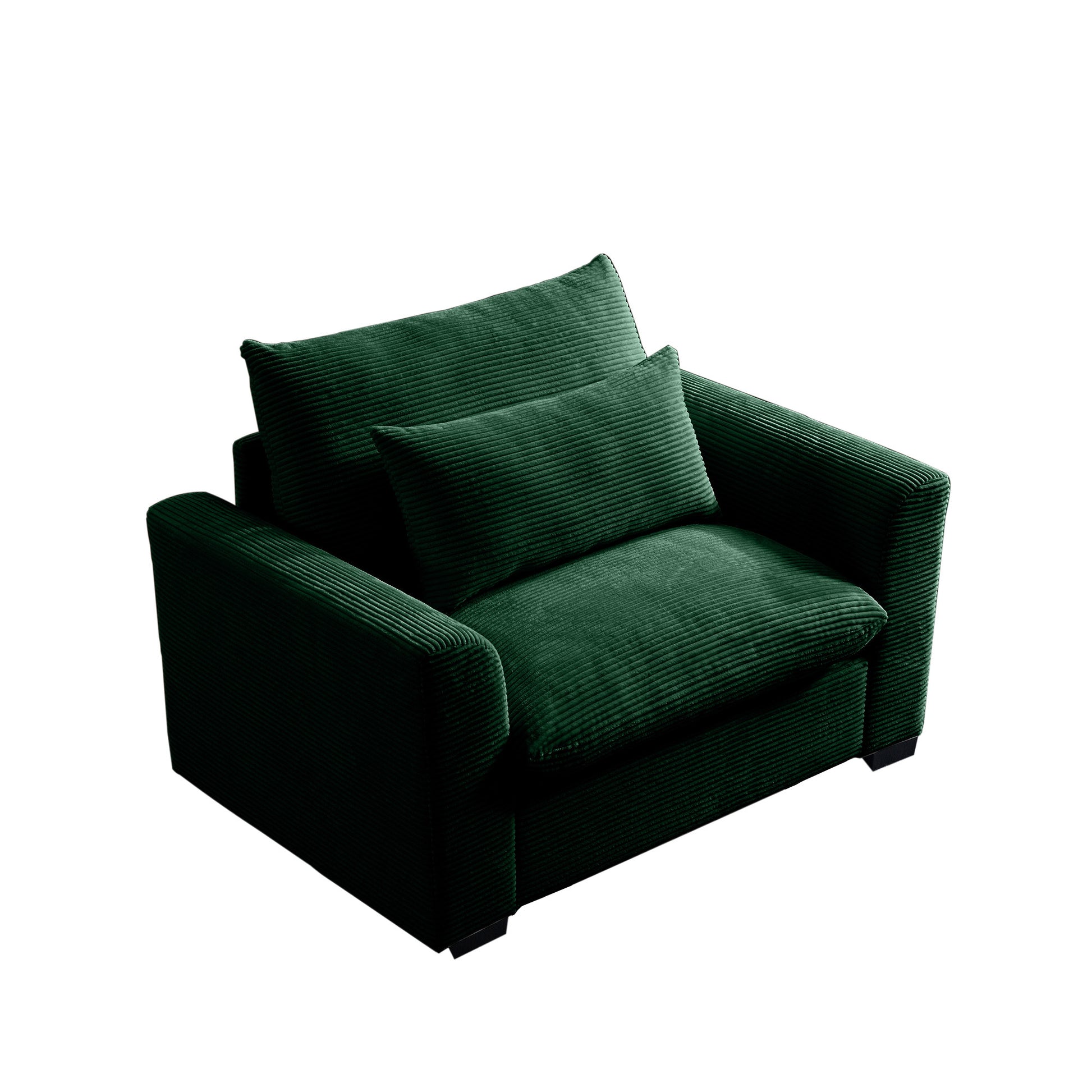 Green Corduroy Deep Seat Single Sofa Accent Chair,Deep Seat Couch With Waist Pillow For Living Room Apartment Office Green Corduroy 1 Seat