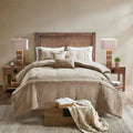 7 Piece Faux Suede Comforter Set Tan Queen Queen Tan Polyester
