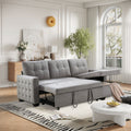 77 Inch Reversible Sectional Storage Sleeper Sofa Bedl Shape 2 Seat Sectional Chaise With Storageskin Feeling Velvet Fabric ,Light Grey Color For Living Room Furniture Light Grey Fabric 3 Seat