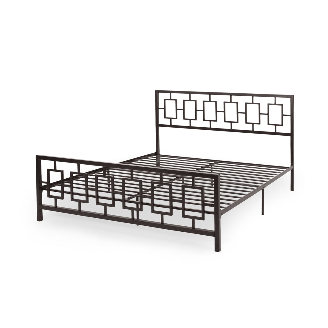 Classic King Size Metal Bed Frame With Vintage Headboard, No Box Spring Required, Under Bed Storage, Copper King Copper Iron