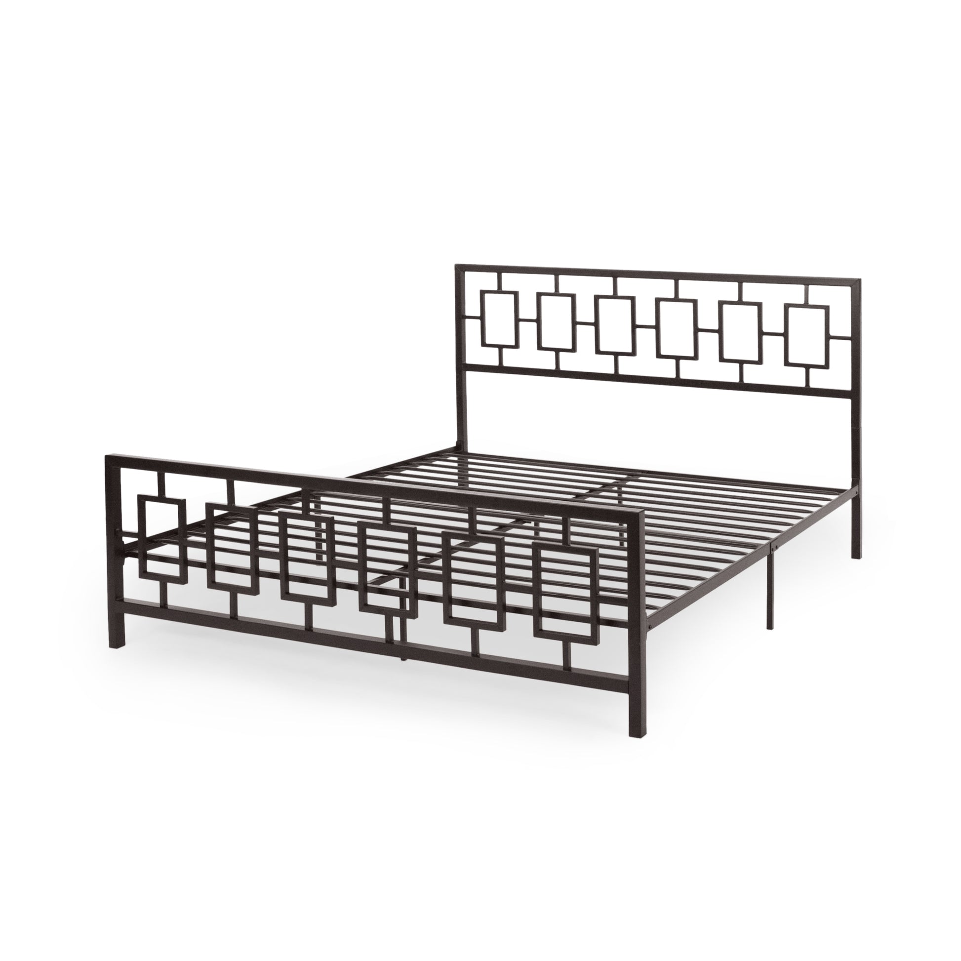 Classic King Size Metal Bed Frame With Vintage Headboard, No Box Spring Required, Under Bed Storage, Copper King Copper Iron