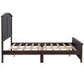Farmhouse Wooden Platform Queen Size Bed With Curl Design Headboard And Footboard For Teenager, Espresso Queen Espresso Pine